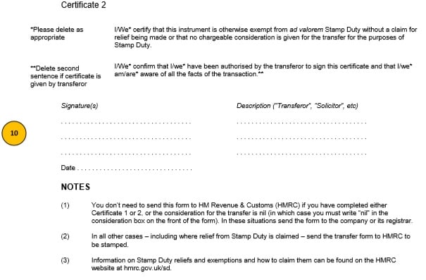 dating a stock transfer form