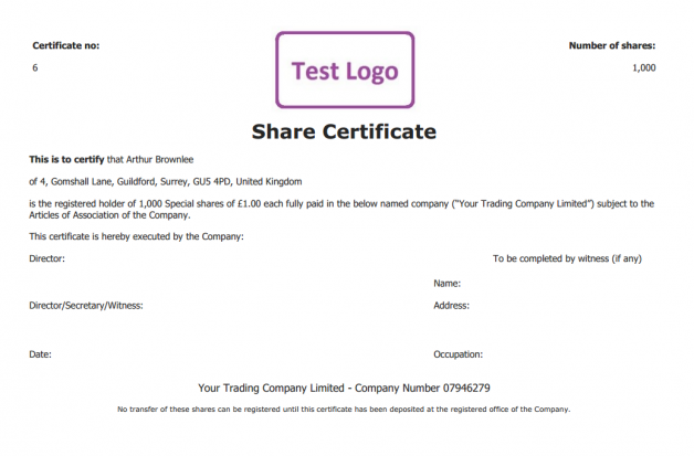 share cert