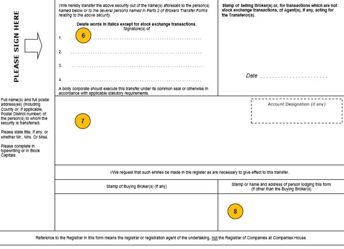 Stock transfer form