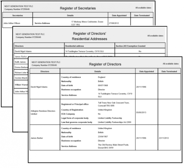 Officer updates to company registers