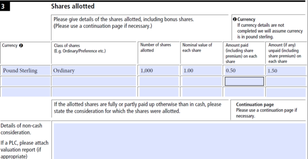 Section 3 form SH01