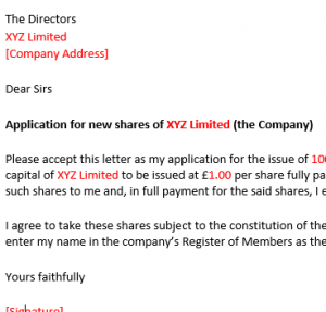 Application for new shares