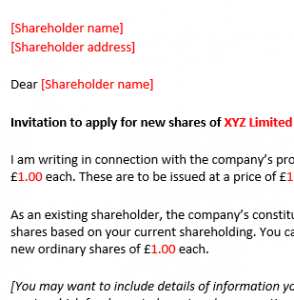 Invitation to apply for shares