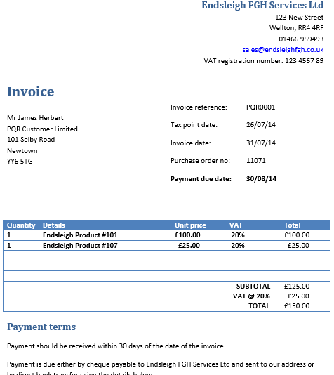 Post dating invoices