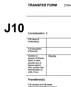 J10 stock transfer form