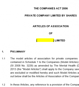 Enhanced articles of association