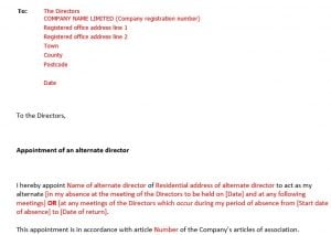alternate director letter to company