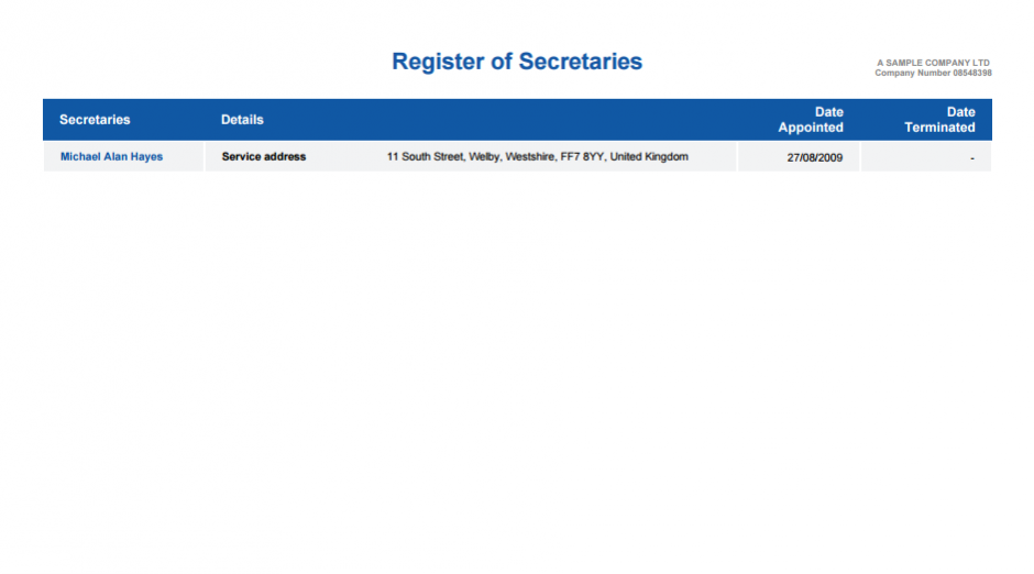 Register of Secretaries