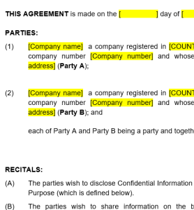 non-disclosure agreement NDA template