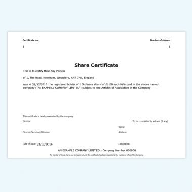 Online share certificates