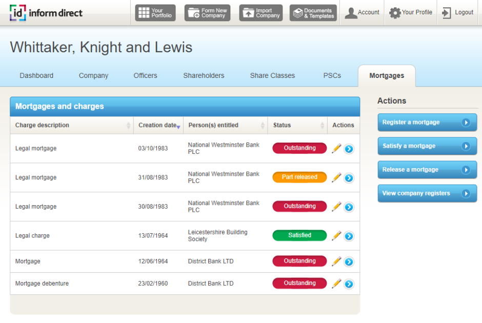 Mortgages tab