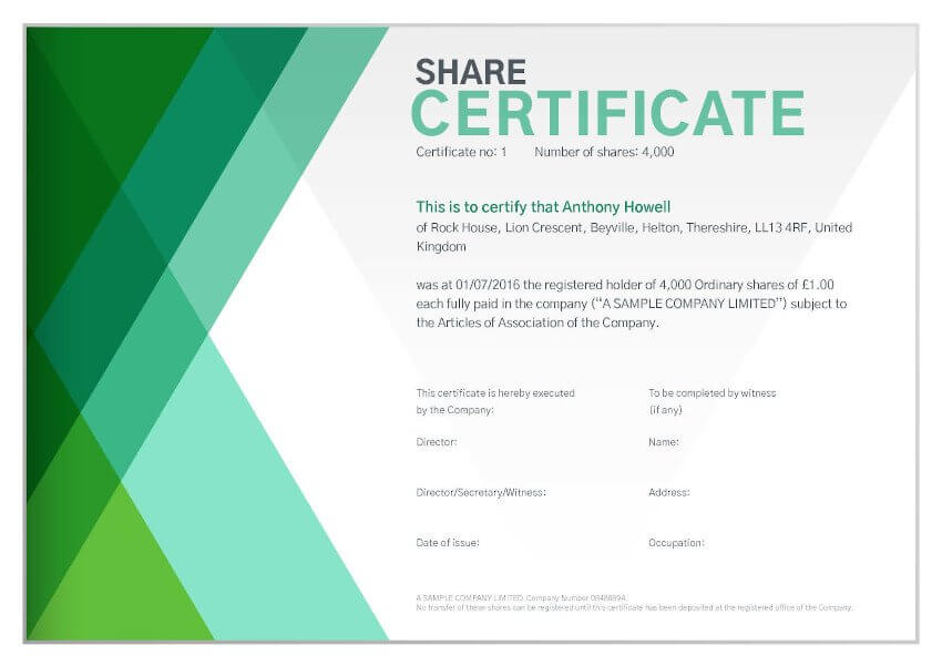 Contemporary share certificate