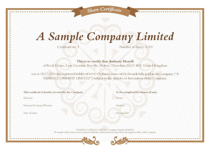 Vintage share certificate