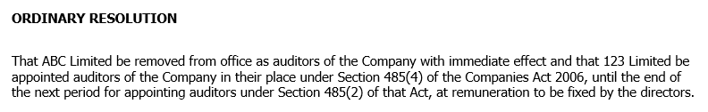 Uk Board Of Directors Resolution To Appoint Auditors Legal