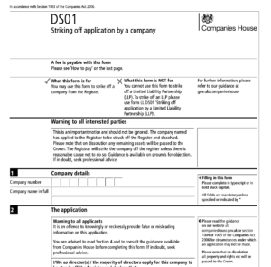 Strike off a company form