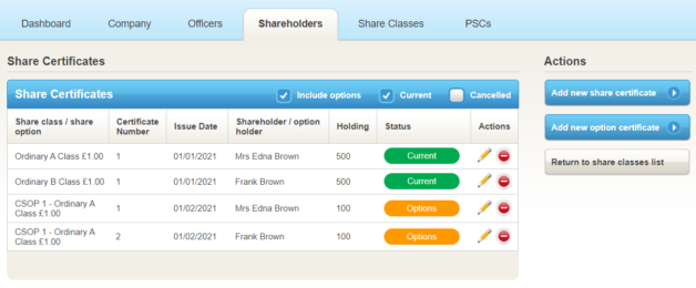 Maintain certificates screen 1