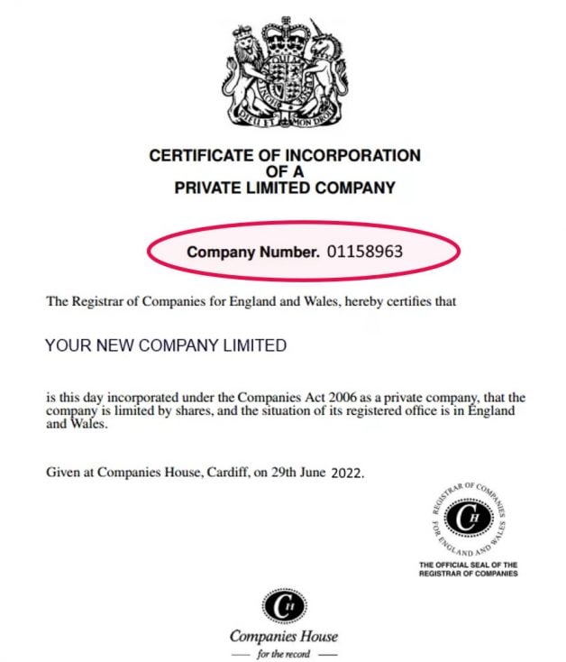 Company registration number examples CRN