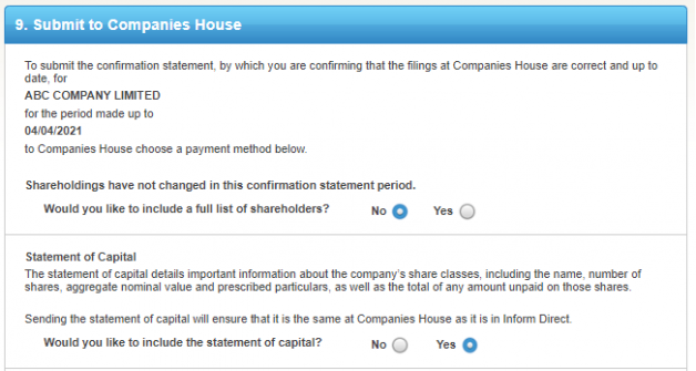 Confirmation Statement Statement of Capital