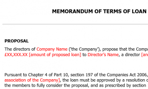 Memorandum of terms of loan