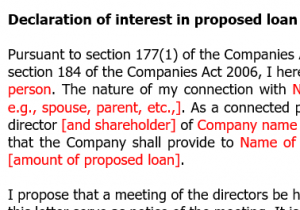 Written notice of director's interest in proposed loan to connected person