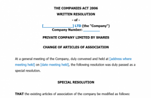 Change articles of association