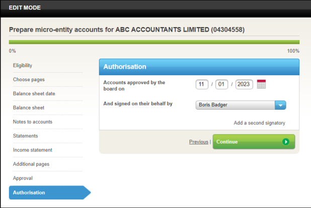 Authorisation of accounts