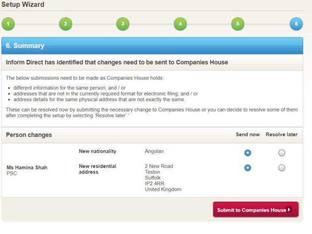 Import without sending submissions to Companies House