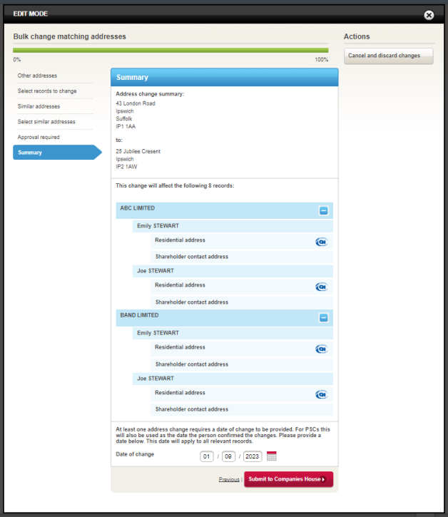 Sending to Companies House