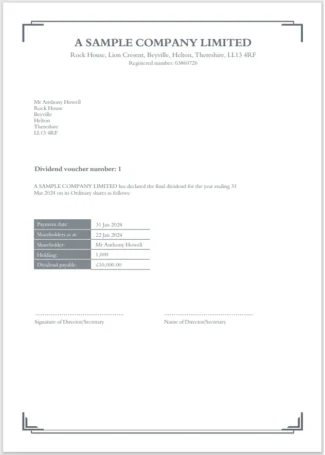 Classic Dividend Voucher Template