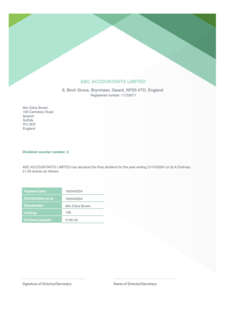Contemporary Dividend Voucher Template