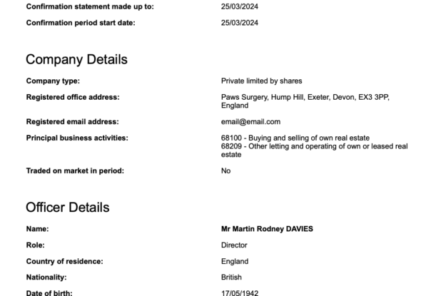 Confirmation statement approval document