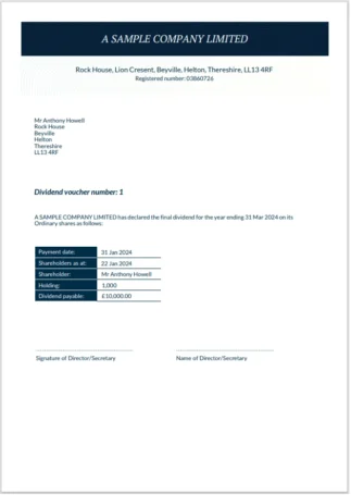 Modern Dividend Voucher Template
