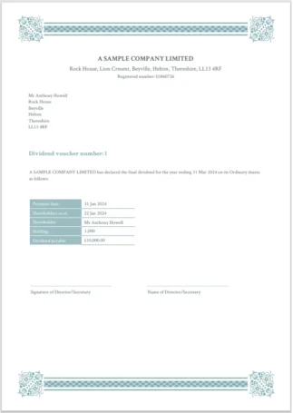 Traditional Dividend Voucher Template