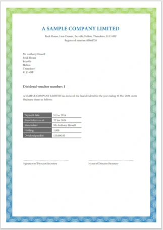 Vibrant Dividend Voucher Template