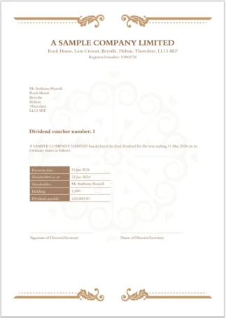 Vintage Dividend Voucher Template