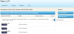 LLP review PSCs screen