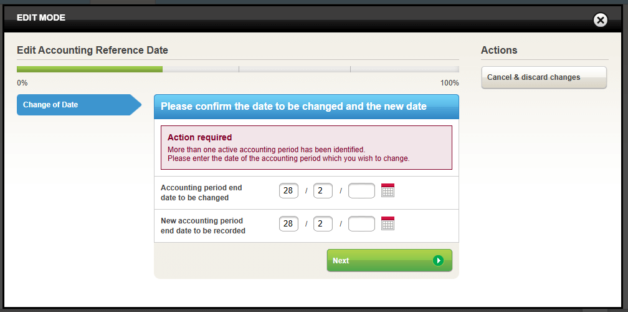 Alter accounting reference date