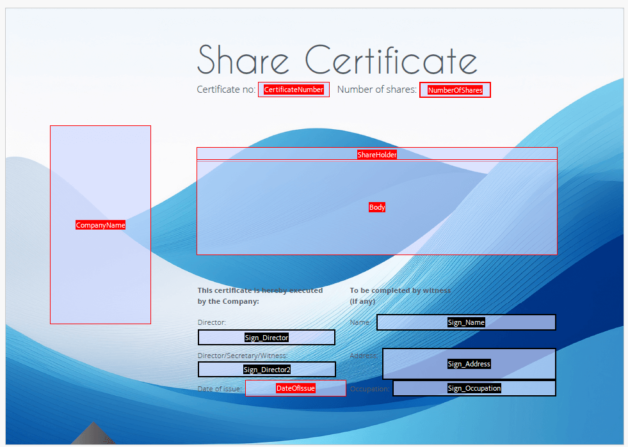 Example Share Certificate Template
