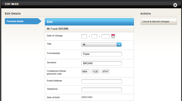 Companies House personal codes